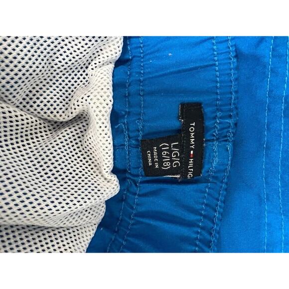Tommy Hilfiger Boys Blue Swim Trunks Size L 16-18 With Logo Stripe & Mesh Lining - Picture 4 of 4
